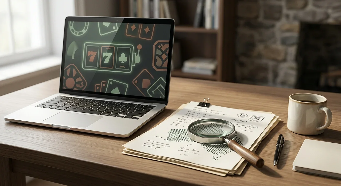 Australian online casino regulation represented with a digital casino interface and compliance documents